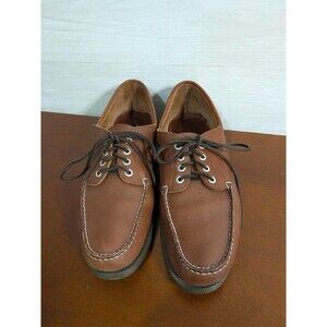 Rare Vtg LLBean Mens 13 B Brown Leather Boat Shoes Moccasin Loafers Driving Mocs